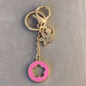 Pink Bloom Flower Rhinestone Keychain Bag Charm
